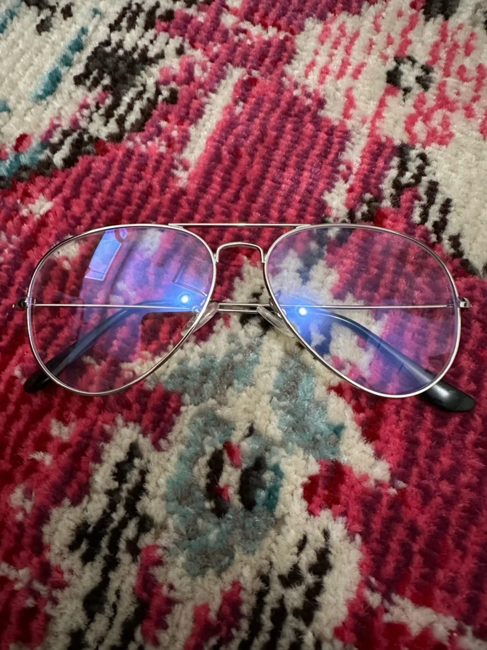 Aviator Blue-Tint blue light clear and silver glasses